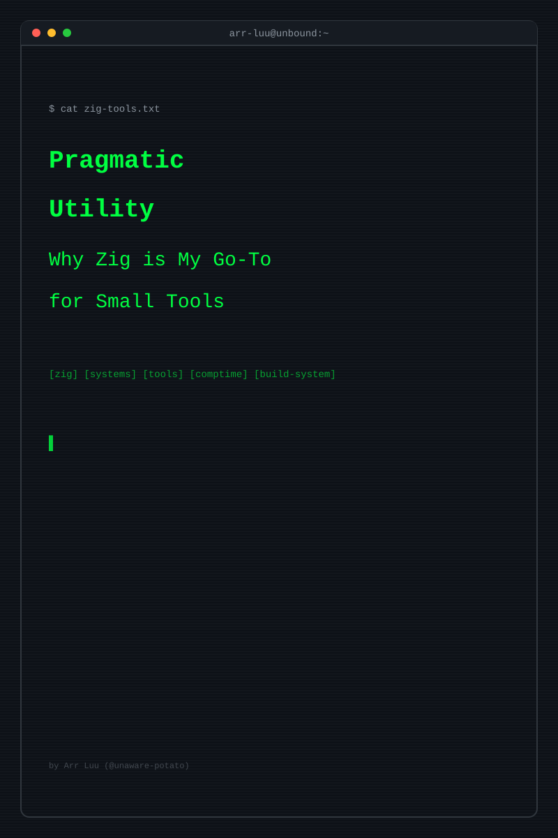 Pragmatic Utility: Why Zig is My Go-To for Small Tools